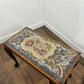 Vintage Oak Stool With Floral Tapestry Top