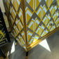 Mid century Upcycled Sideboard: Geometric Yellow Gold Print TV Unit Commission Piece.