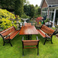 Black Vintage Cast Iron Patio Set adorned with Sapele Wood 3 seater Benches included