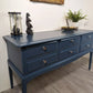 Vintage Navy Six Drawer Stag Sideboard