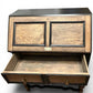 Vintage Oak Bureau Writing Desk / Fall Front Bureau / Refinished Storage Cabinet Black & Wood