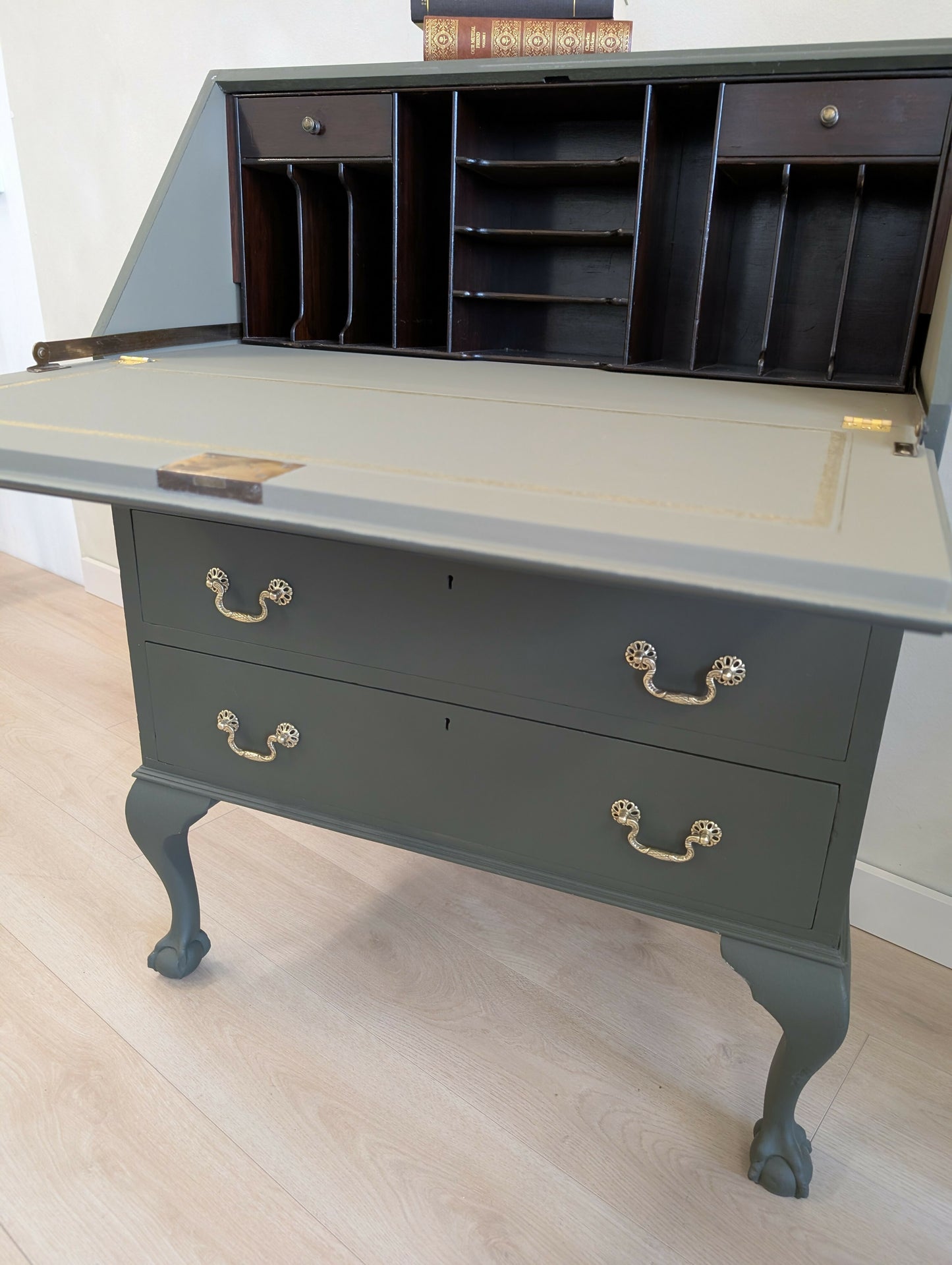 Vintage Writing Bureau in a Deep Earthy Green