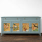 Vintage Oriental Print Pale Blue Sideboard Painted Upcycled Custom Commission