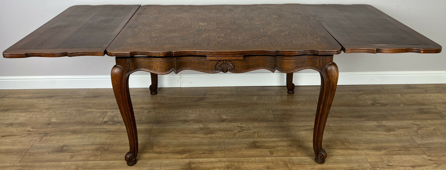 Dining Table Vintage French Louis XVI Carved Oak Extendable Table LOT 6354