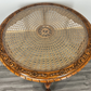 Coffee Table Vintage French Louis XIV Glass Top Ornate Cane Round Table LOT 3941