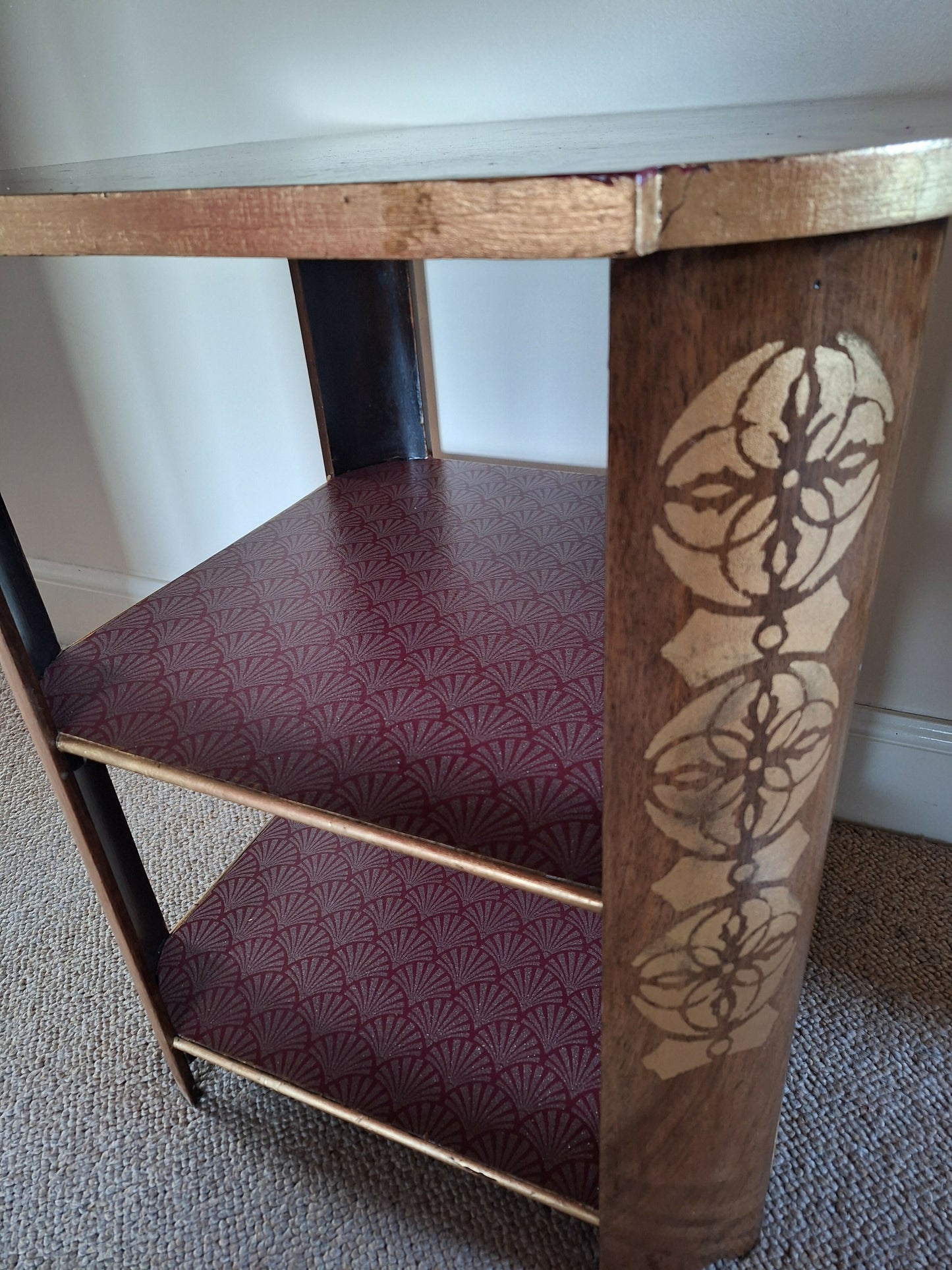 ‘Maroon and Gold’ Two Tier 1930s Shelf unit.