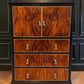Vintage Art Deco Tallboy Dresser Drinks Cabinet | Hand Painted Refurbished Bespoke | Velvet Decoupage Black Gold Botanical Queen Anne Legs