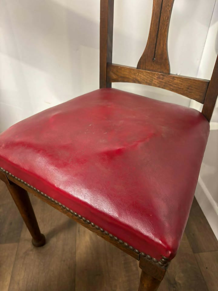 Set of Four Early 20th Century Oak Art Nouveau Dining Chairs