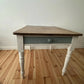 Antique Pine Farmhouse Kitchen Table Scrub Stripped Rustic Top With End Drawer
