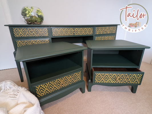Tailor Thrifted Upcycled Stag Minstrel Dumpy Bedsides For Sale 1