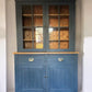 Vintage Pine Blue Painted Display China Glazed Dresser Cupboard Cabinet Bookcase