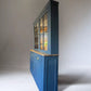Vintage Pine Blue Painted Display China Glazed Dresser Cupboard Cabinet Bookcase