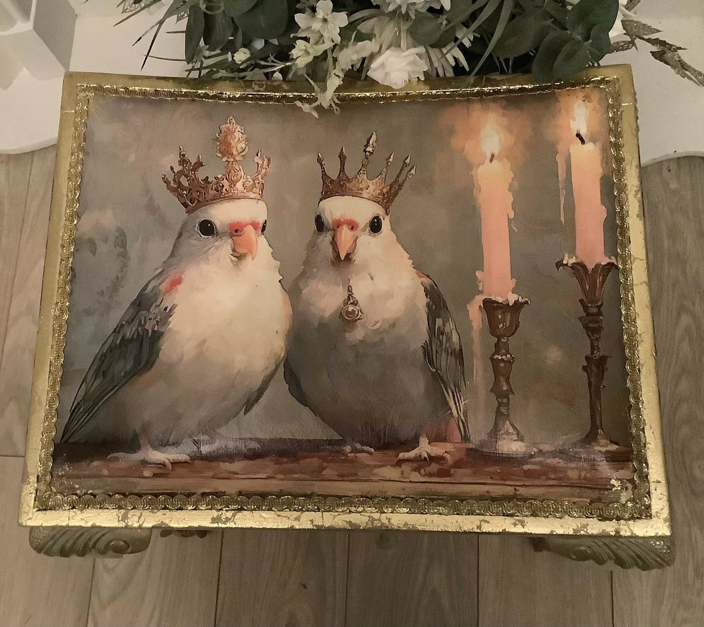 Bespoke Royal Parakeets piano stool