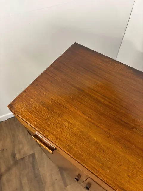 Vintage Oak Tallboy Wardrobe with Drawer Over Cupboard