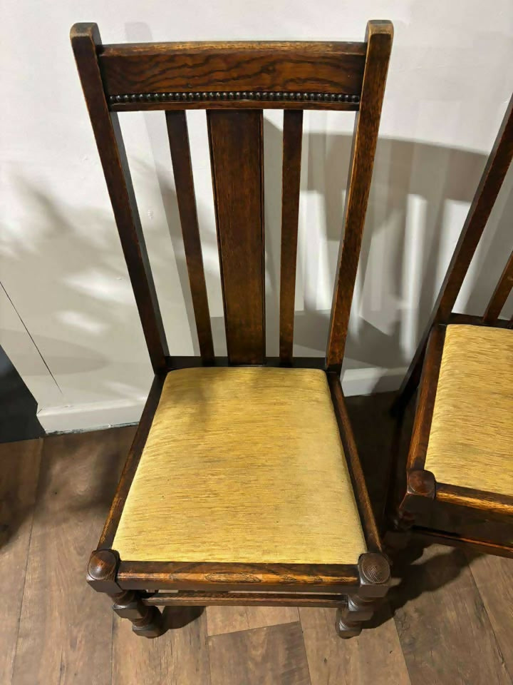 Vintage Set of Five Oak Dining Chairs