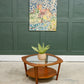 Mid Century Teak Astro Style Coffee Table with Glass Top
