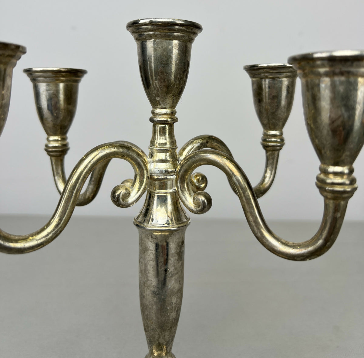 Pair of Candelabras Vintage French Style Metal Five Arm Candle Holders LOT 6482
