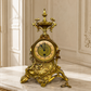 Clock Antique French Style Brass Ornate Mantel Clock with Key LOT 6473