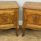 Pair of Bedside Tables Vintage French Louis Oak Nightstands Cabinets LOT 6308