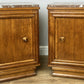 Pair of Bedside Tables Antique French Style Oak Marble Top Cabinets LOT 6218