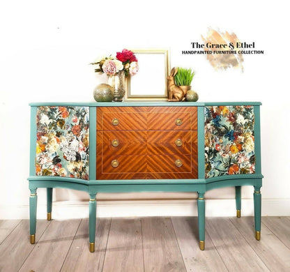 Vintage upcycled strongbow sideboard, teal buffet, drinks cabinet, sideboard