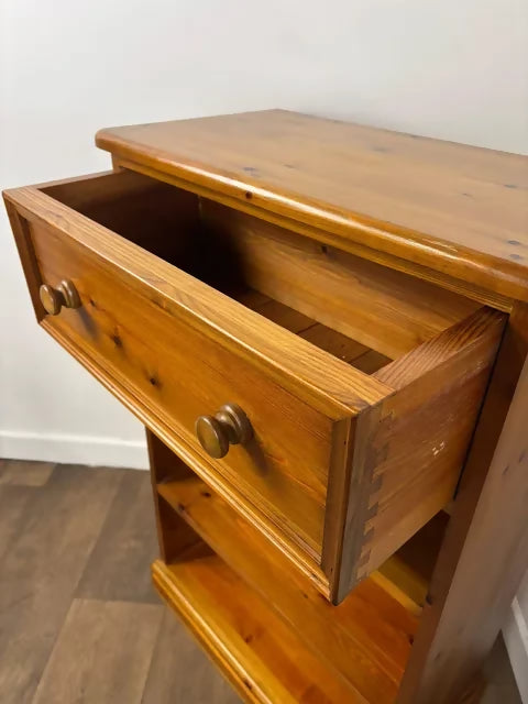 Contemporary Pine Bookcase With Drawer