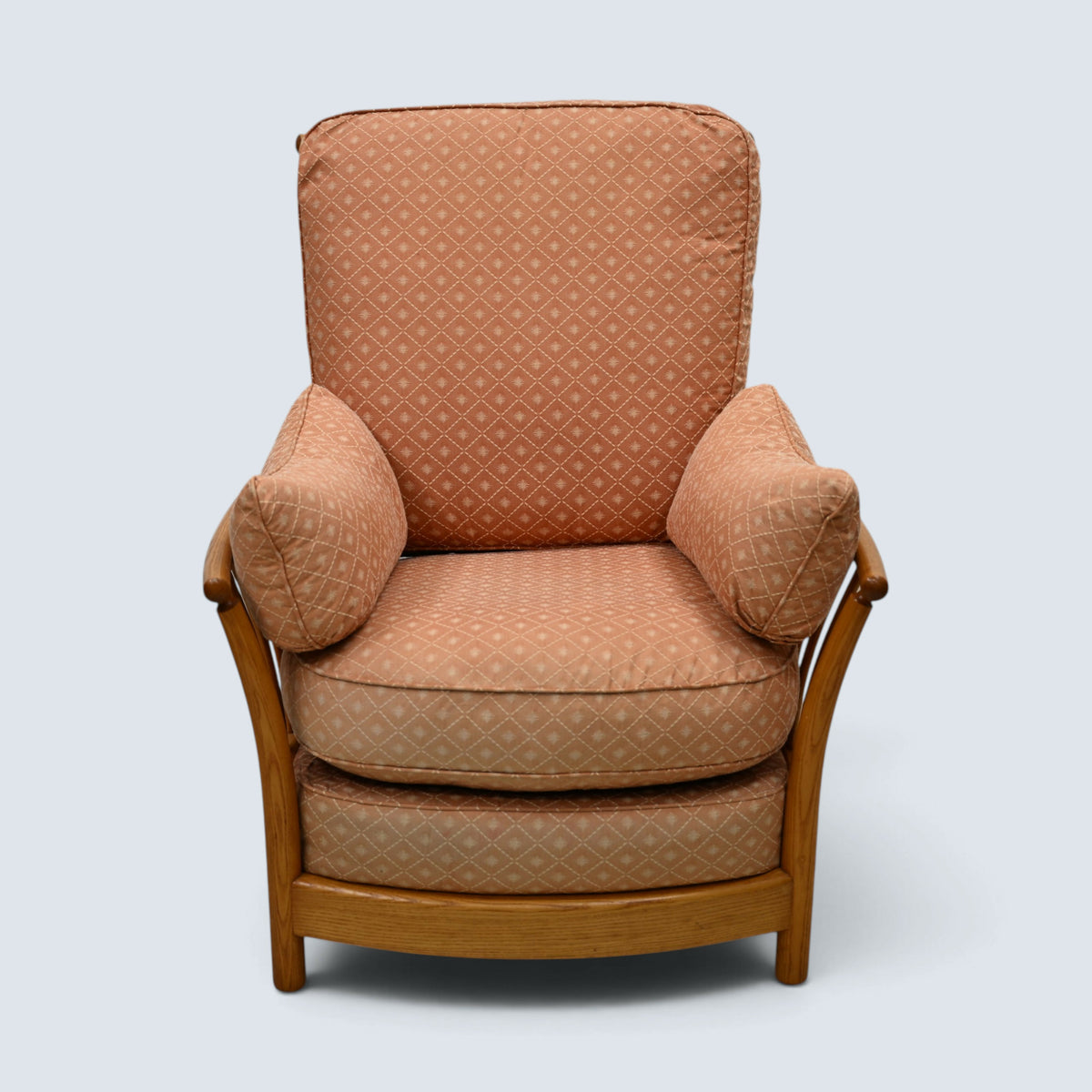 Ercol Piccola Easy Chair Light Orange Upholstery Light Finish FREE UK Delivery*