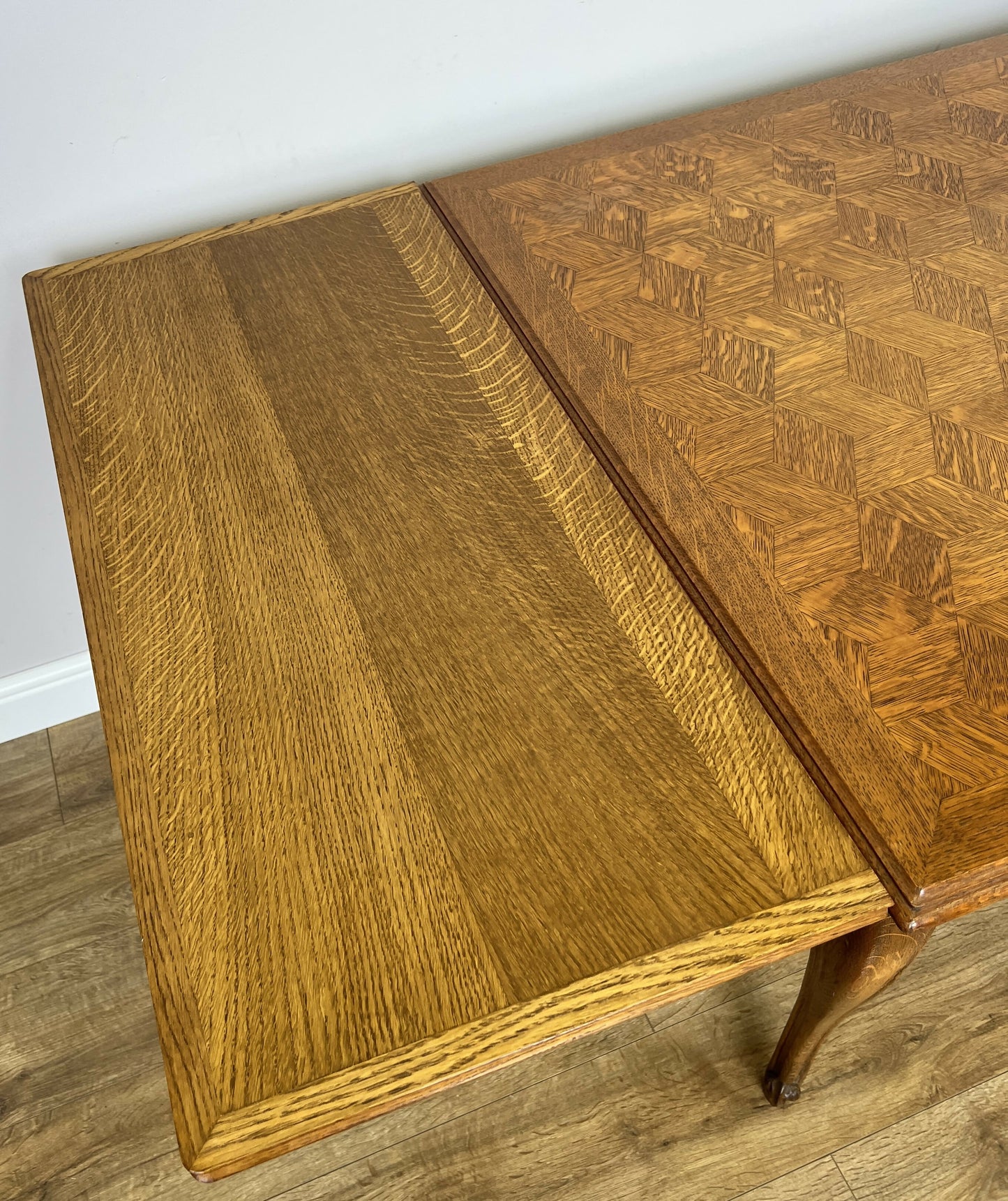 Dining Table Vintage French Louis XVI Carved Oak Extendable Table LOT 6356