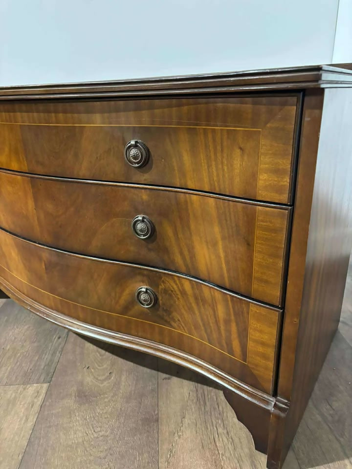 Reproduction Mahogany Serpentine Fronted Three Drawer Chest
