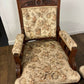 Pair of Victorian Carved Walnut Upholstered Library Armchairs
