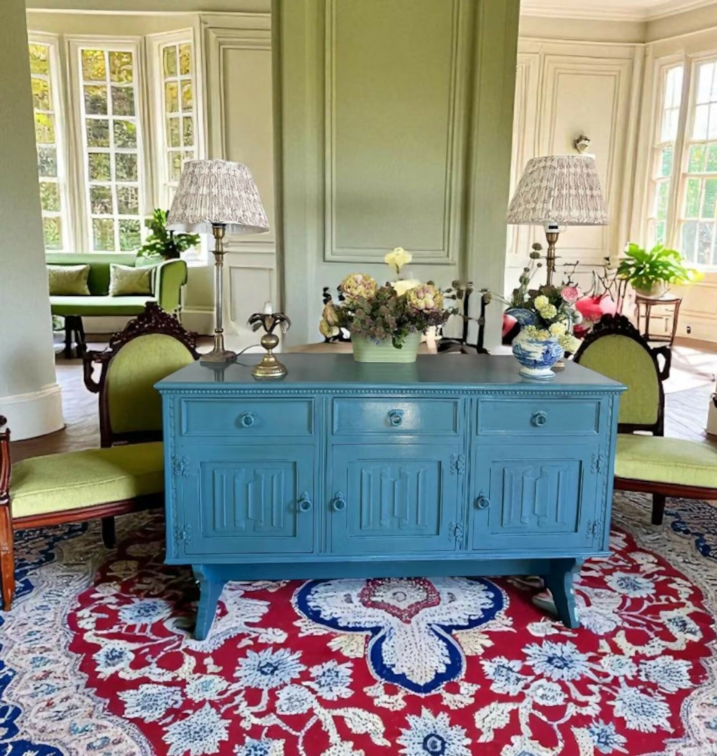 Vintage Blue Sideboard/lacquered cabinet