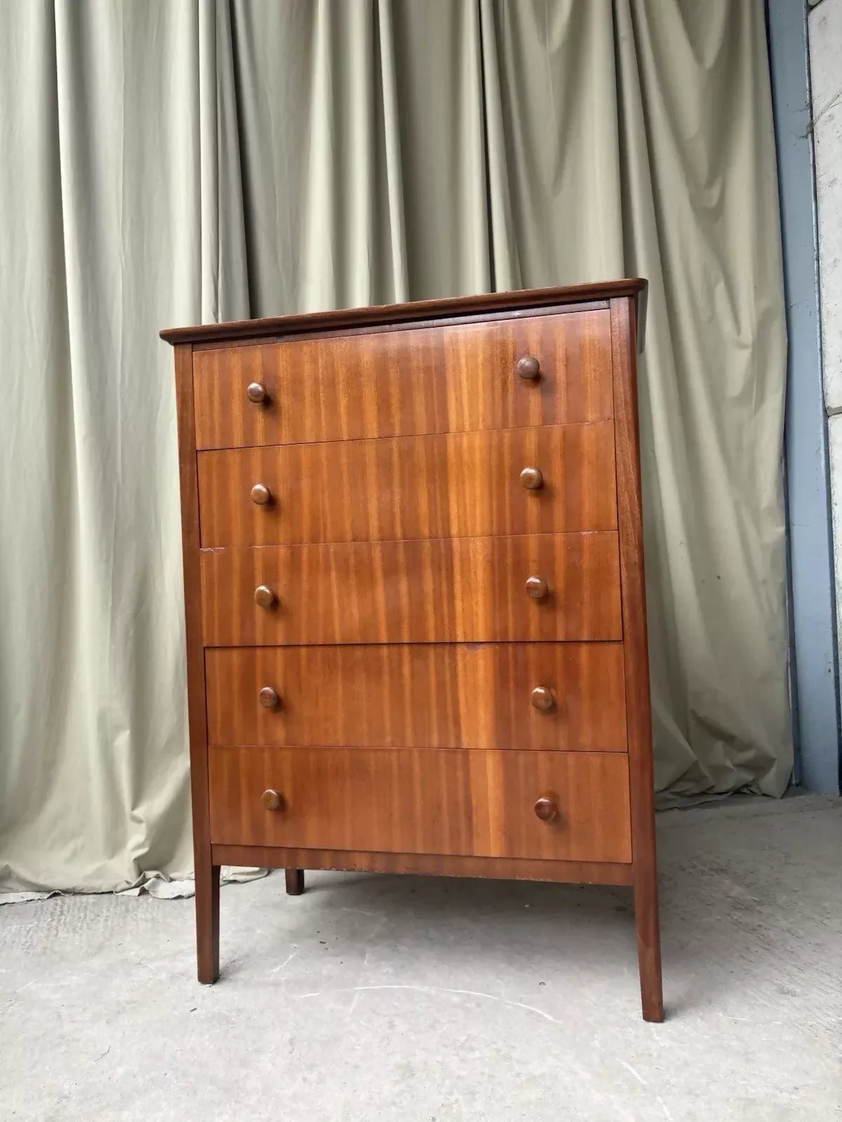 Tall Vintage Mid Century Chest Of Drawers Tallboy Retro Scandi Danish R1200