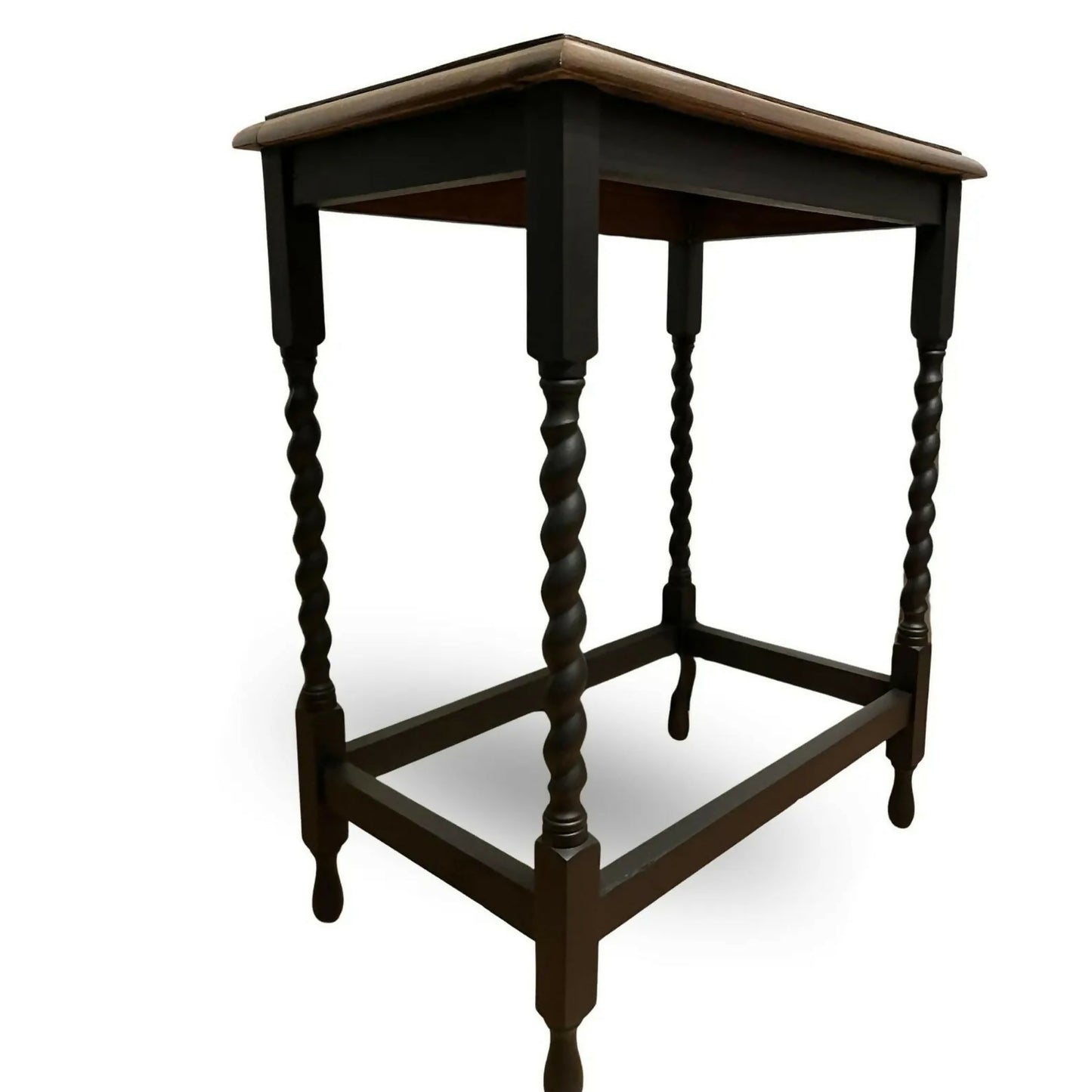Vintage Barley Twist Side Table Oak Top Painted Base Hall Lamp Table Rustic Wood