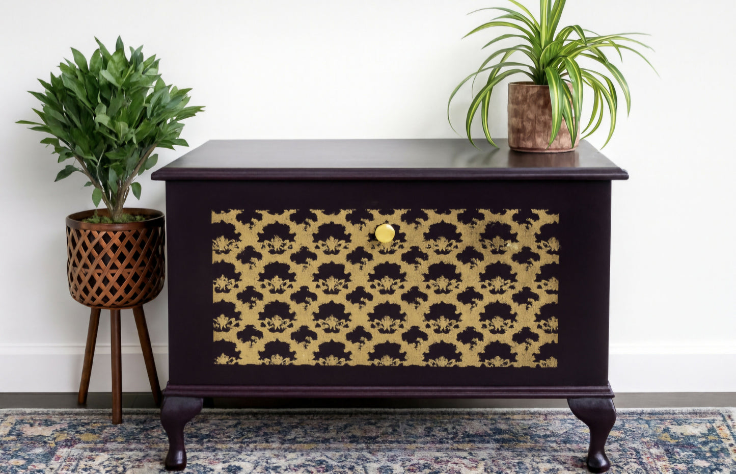 Vintage Hand Painted Shoe Cupboard - Upcycled Entryway Storage - Statement Hallway Piece