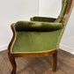 Reproduction Mahogany Green Velvet Upholstered Armchair – Furnishings Italia