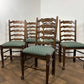Vintage Oak Set Of Five Ladder Back Dining Chairs