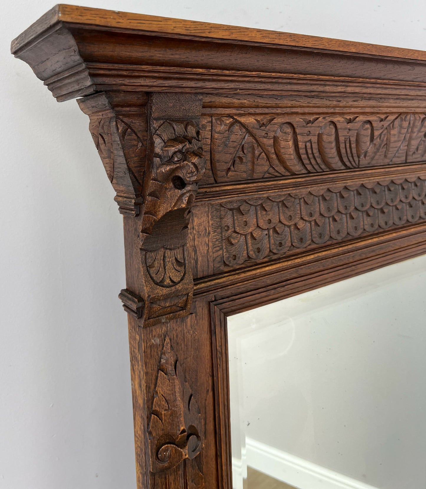 Mirror Antique French Oak Wall Mirror Home Decor Carved Wall Frame LOT 6371
