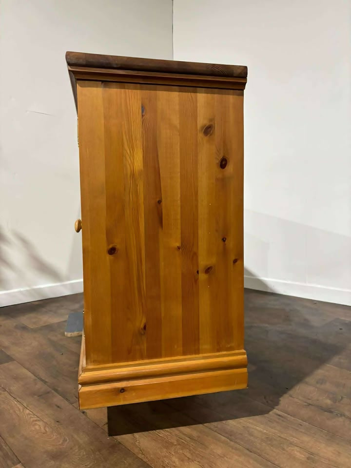 Contemporary Stripped Pine Three Door Cabinet