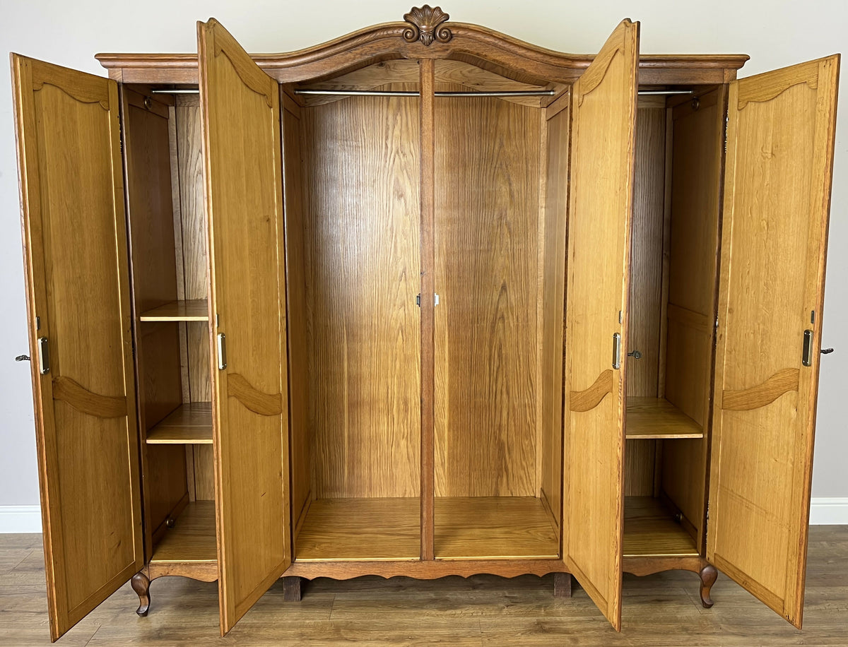 Wardrobe Vintage French Louis XVI Style Oak Four Door Carved Armoire LOT 6500