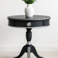 Hand Painted Vintage Accent Table in Anthracite Grey with Silver Leaf & French Stencil Detail