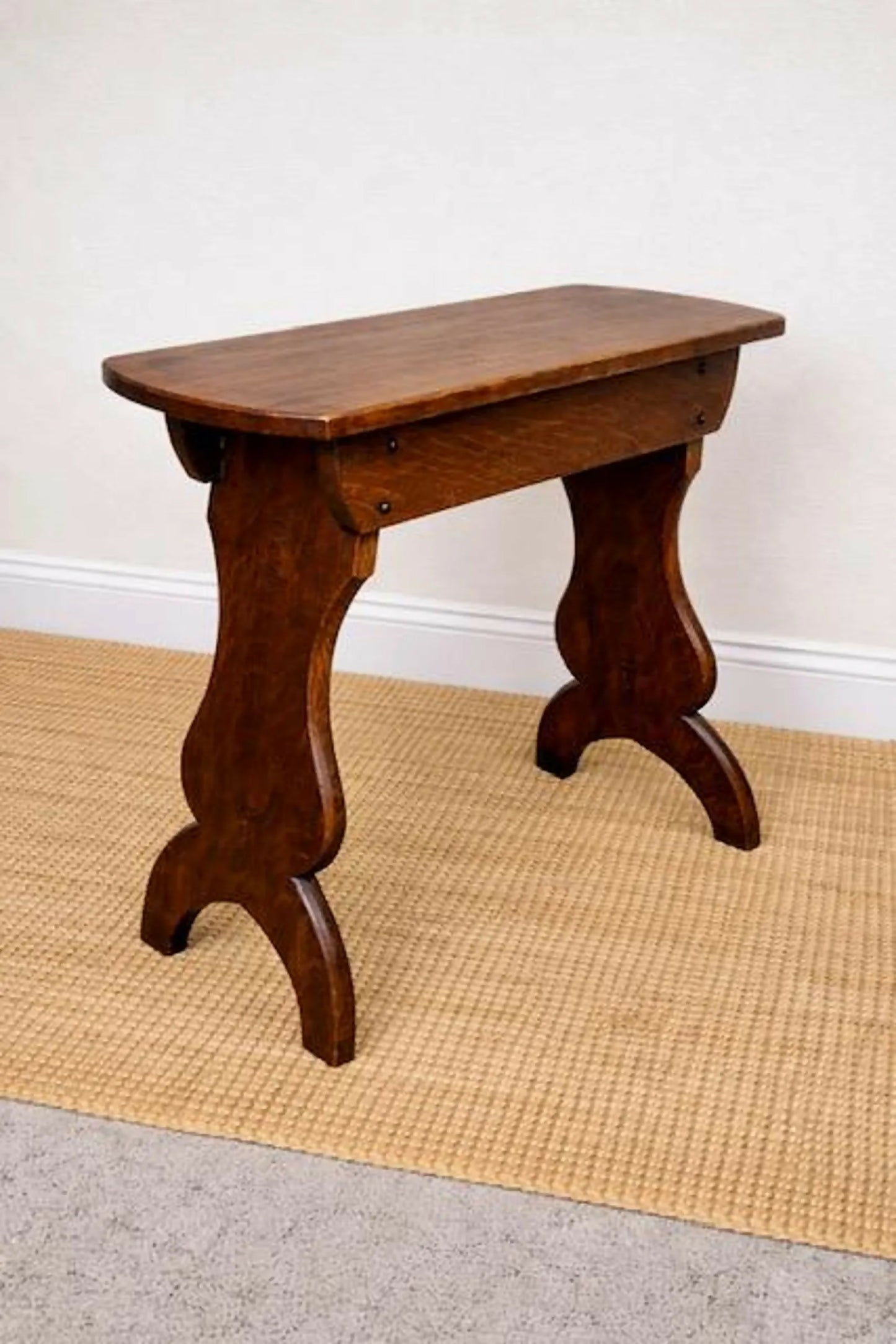 Antique Oak Stool | Rustic Oak Side Table | Vintage Lamp Table | Primitive Wooden Stool