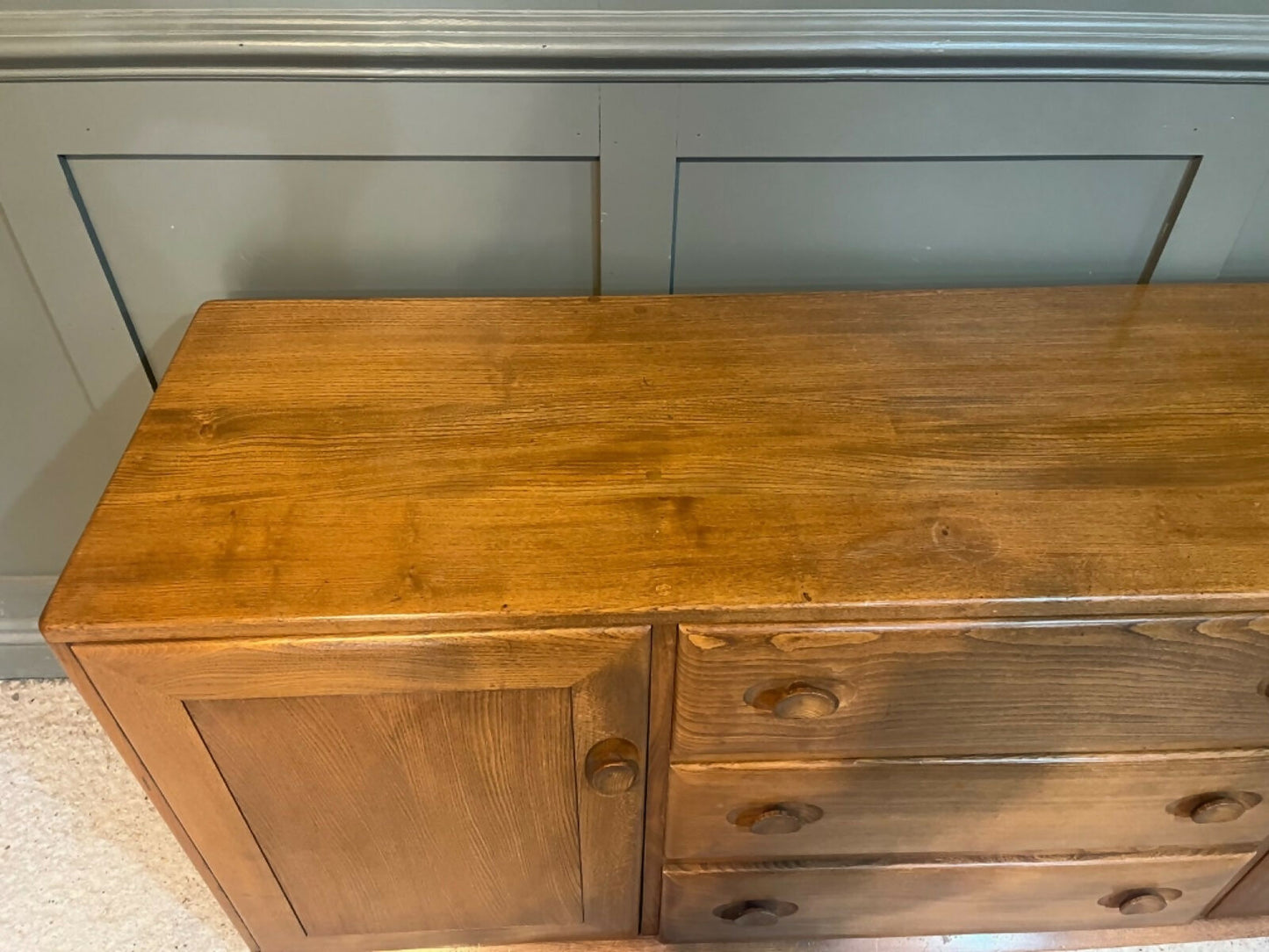 Vintage Ercol Sideboard Model No. 455 Solid Elm