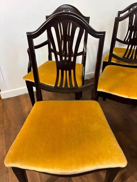 Set of Six Upholstered Mahogany Dining Chairs with Pierced Splat Backs (2 Carvers & 4 Side Chairs)