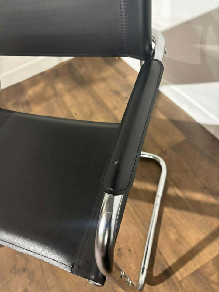 Contemporary Chrome & Faux Leather Armchair