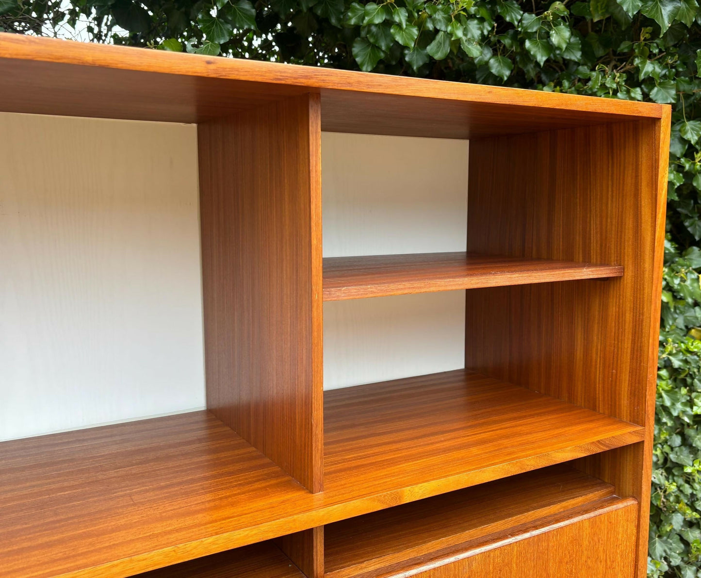 Mid Century Younger Teak Wall Unit Cabinet Writing Desk Bureau