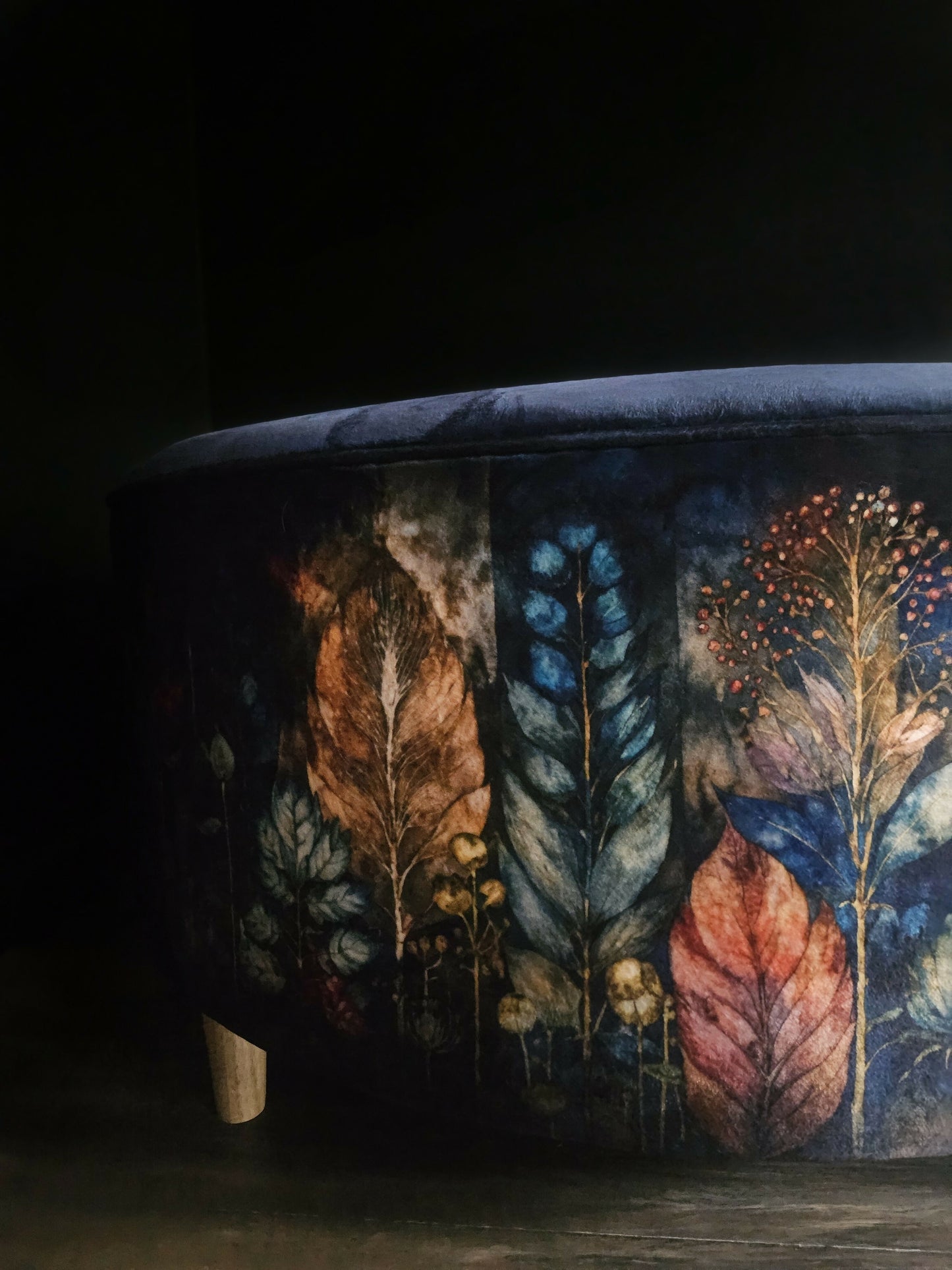 Luxurious Bespoke Floral Velvet Ottoman Coffee Table