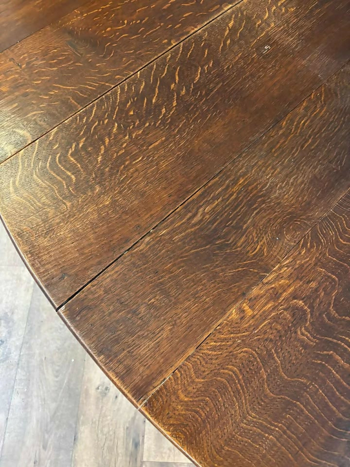 Large Oak Dropleaf Dining Table On Turned Legsc