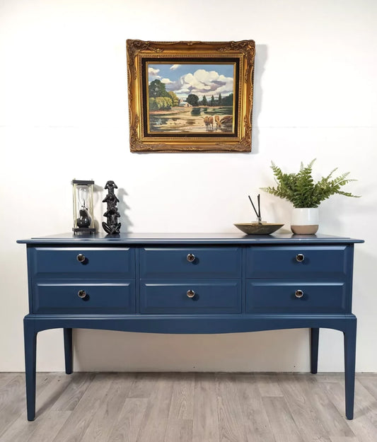 Vintage Navy Six Drawer Stag Sideboard