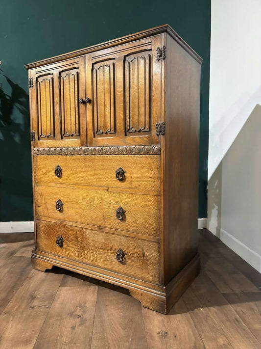 Vintage Oak Priory Tall Boy7