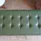 Mid Century Modern Olive Green Vinyl Bench Stool With Tapered Legs